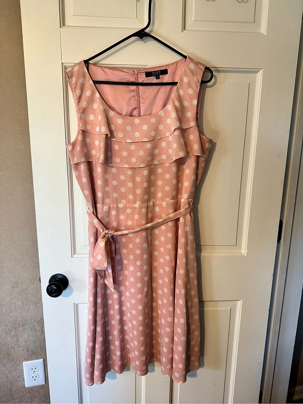 Alex Marie Polka Dot Ruffle Mini Dress in Pink Size 14